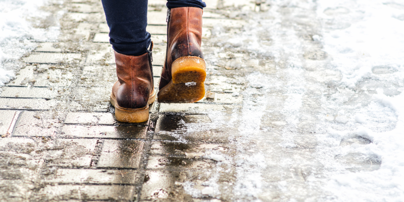 Walking on icy sidewalk